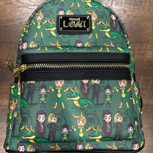 Loungefly Loki Themed Backpack - Green and Black s-l400.jpg main image 3